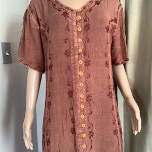 Vintage Embroidered Boho Maxi Dress 80s 90s Magic Rayon Free Size